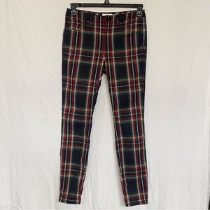 Vineyard Vines Womens Tartan Plaid Skinny Pants Cotton Blue Red Size 4